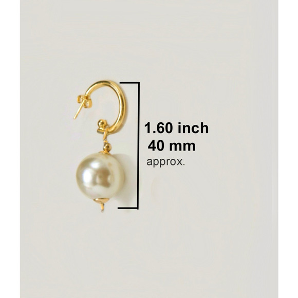 Converter earrings 16 mm Pearl Dangle 2 in 1 Earrings 14K Gold Filled 1.60" Drop - Picture 2 of 10